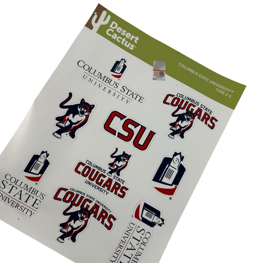 Columbus State University Cougars‎ CSU Stickers Decals Sheet